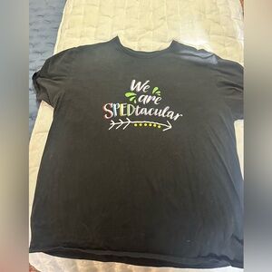 Black “We are SPEDtacular” T-Shirt with Colorful Print